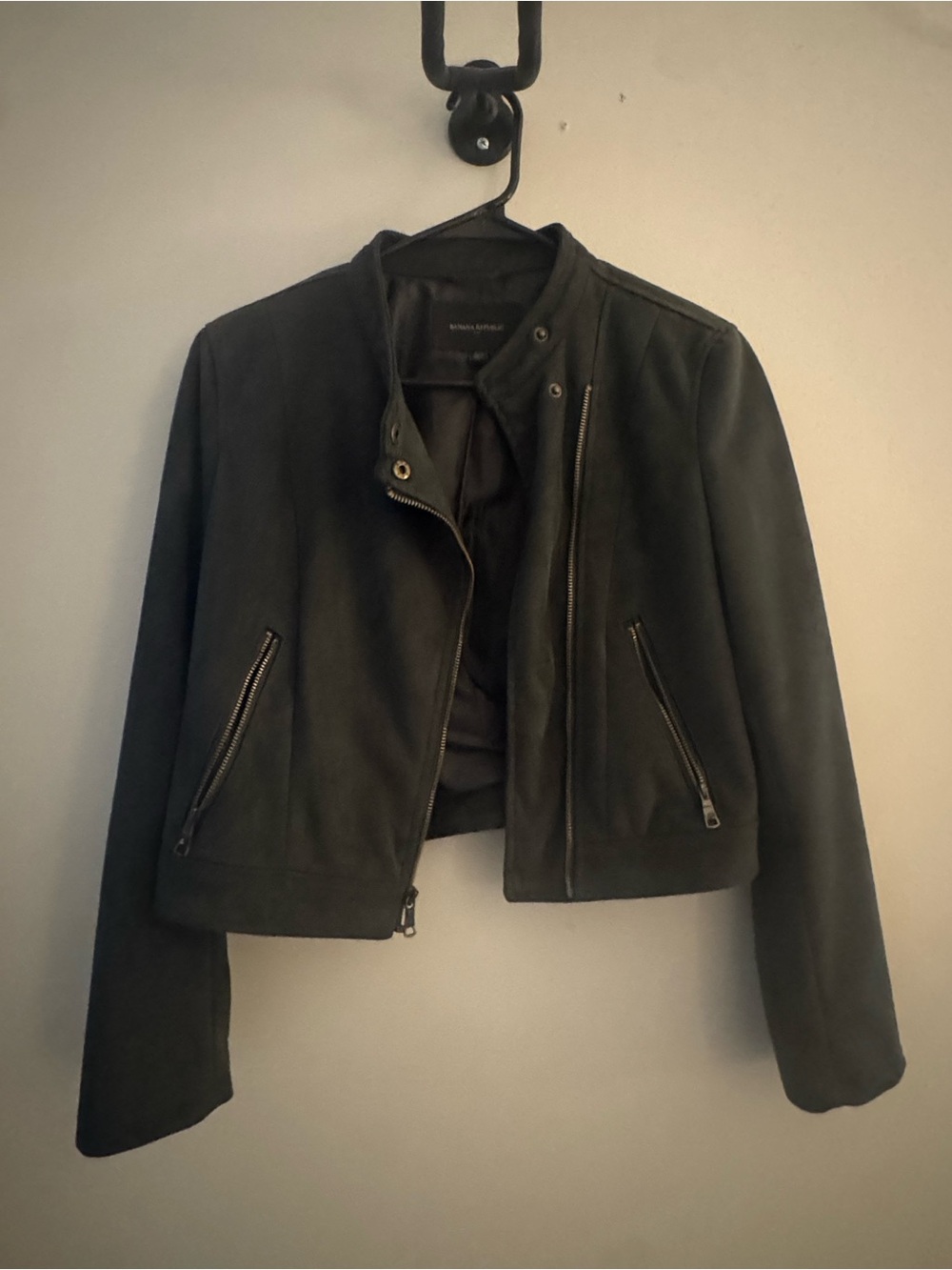 Banana Republic Forest Green Suede Motorcycle Jacket